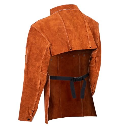 LeaSeek Leather Welding Jacket - Heavy Duty Welding Apron with Sleeves,Heat Flame Resistant Cowhide Weld Coat for Men Women. - Image 4