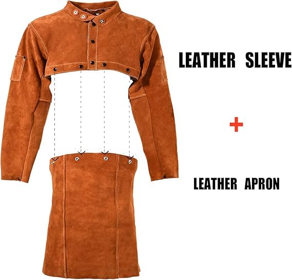 LeaSeek Leather Welding Jacket - Heavy Duty Welding Apron with Sleeves,Heat Flame Resistant Cowhide Weld Coat for Men Women. - Image 3
