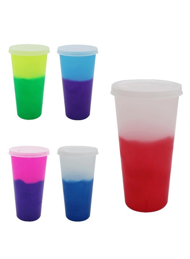 AAkron 26oz. Mood Color Changing Cups with Drink Trough Lid - Set of 5, Set includes 5 cups with lids, One of each color: Blue To Purple , Pink To Purple , Yellow To Green , Frosted To Red , Frosted To Blue - Image 1