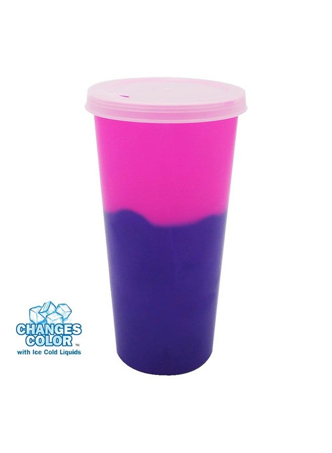 AAkron 26oz. Mood Color Changing Cups with Drink Trough Lid - Set of 5, Set includes 5 cups with lids, One of each color: Blue To Purple , Pink To Purple , Yellow To Green , Frosted To Red , Frosted To Blue - Image 4