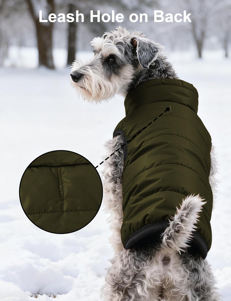 AURUZA Dog Winter Coat, Warm Waterproof Dogs Jacket Small Pet Vest for Medium Dogs Windproof Pet Fleece Vest Snow Jacket for Cold Weather(Army Green,M) - Image 4