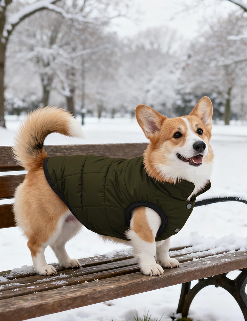 AURUZA Dog Winter Coat, Warm Waterproof Dogs Jacket Small Pet Vest for Medium Dogs Windproof Pet Fleece Vest Snow Jacket for Cold Weather(Army Green,M) - Image 5