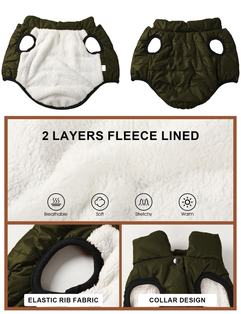 AURUZA Dog Winter Coat, Warm Waterproof Dogs Jacket Small Pet Vest for Medium Dogs Windproof Pet Fleece Vest Snow Jacket for Cold Weather(Army Green,M) - Image 3