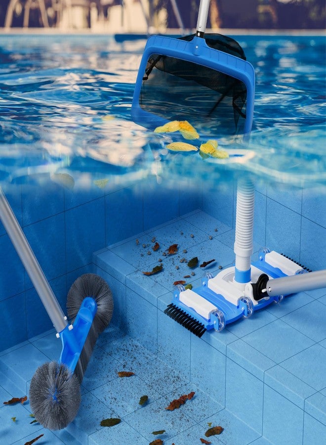 TidyMister 3-in-1 Pool Cleaning Kit Full Set - 18in Rounded End Pool Brush & Ergonomic Pool Vacuum Head with Wheels& Pool Nylon Net Fine Mesh for Above Ground In-ground Pools, Spas, Hot Tubs - Image 2