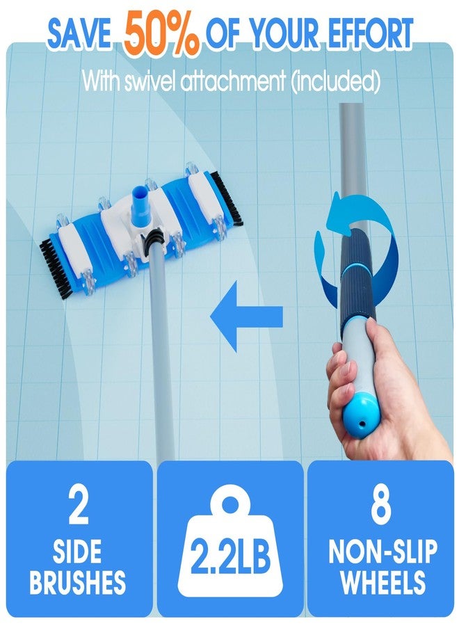 TidyMister 3-in-1 Pool Cleaning Kit Full Set - 18in Rounded End Pool Brush & Ergonomic Pool Vacuum Head with Wheels& Pool Nylon Net Fine Mesh for Above Ground In-ground Pools, Spas, Hot Tubs - Image 3