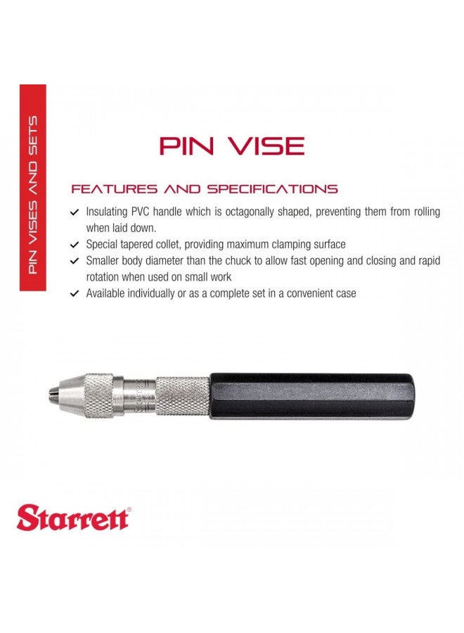 Starrett Pin Vise with Insulated, Octagonal Handles, Smaller Body Diameter, and Special Tapered Collet for Maximum Clamping Surface - .050-.125" Range - 166C - Image 2