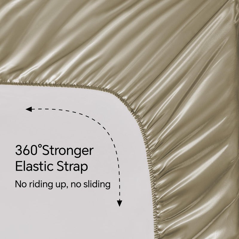 BEDELITE Satin Sheets Twin Size Bed Set, Luxury Soft Taupe Silky Sheets for Hair and Skin, Similar to Silk Bed Sheets Set 3 Pieces with 1 Deep Pocket Fitted Sheet, 1 Flat Sheet, and 1 Pillowcase - Image 5