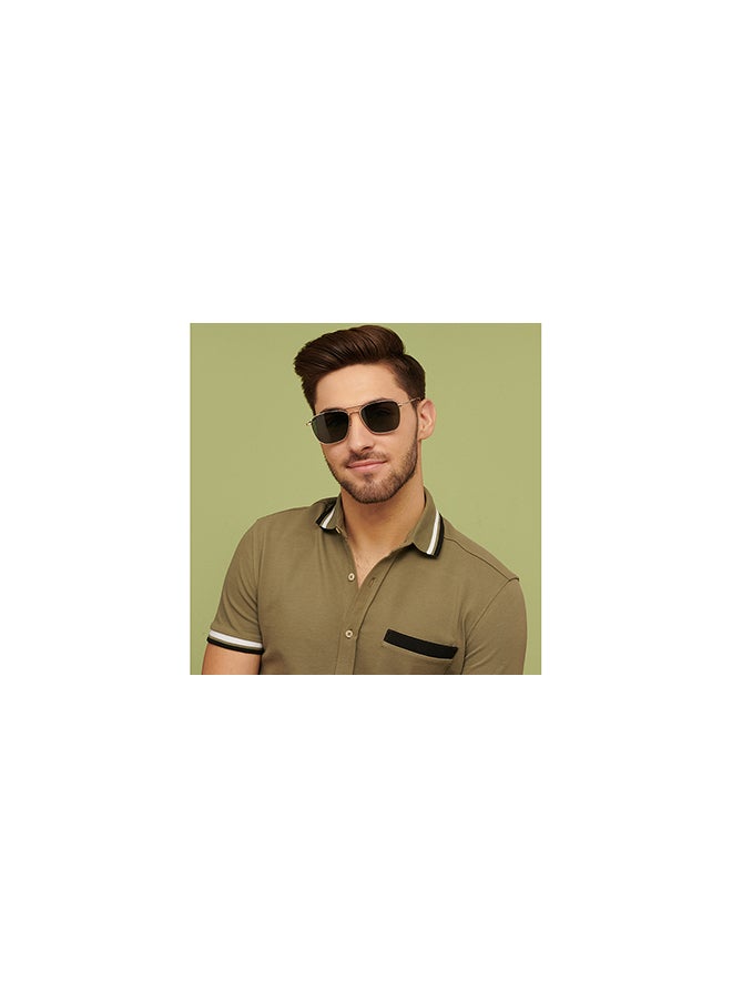 VINCENT CHASE Unisex Vintage Full Rim Square Shape Polarized & UV Protected Sunglasses VC S13830 - Lens Size: 57mm - Gold - Image 3