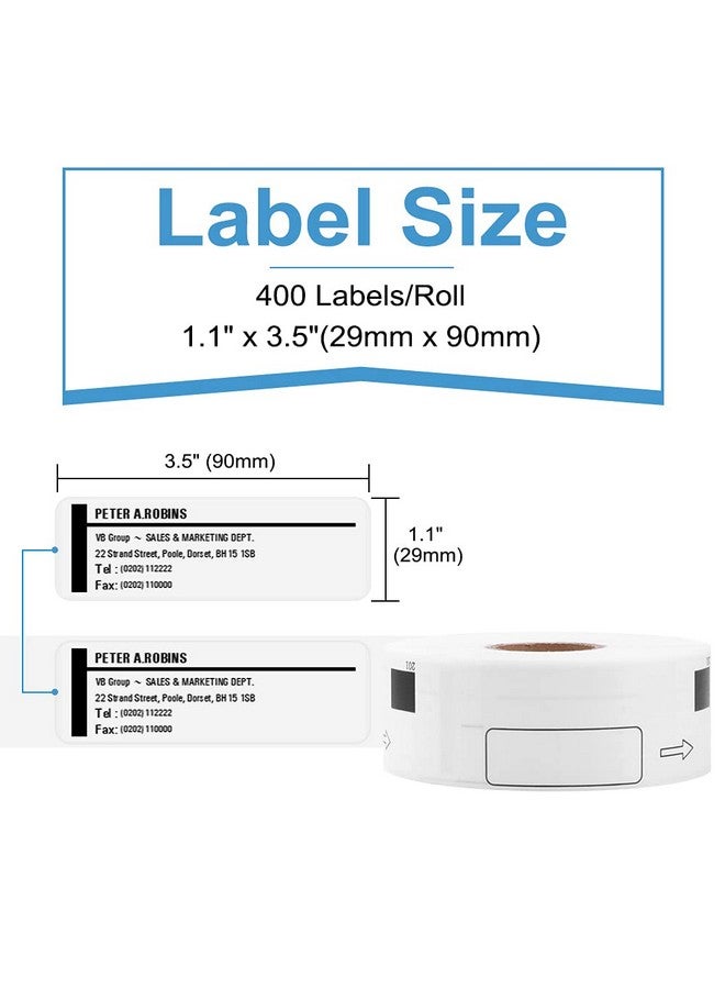 12 Rolls Replace Brother Ql800 Address Label Dk1201 (1.1 X 3.5) For Ql810W Ql710W Label Printer Diecut 29Mm X 90Mm Dk Label Barcode & All Purpose Label 1 Frame