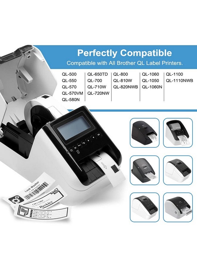 12 Rolls Replace Brother Ql800 Address Label Dk1201 (1.1 X 3.5) For Ql810W Ql710W Label Printer Diecut 29Mm X 90Mm Dk Label Barcode & All Purpose Label 1 Frame