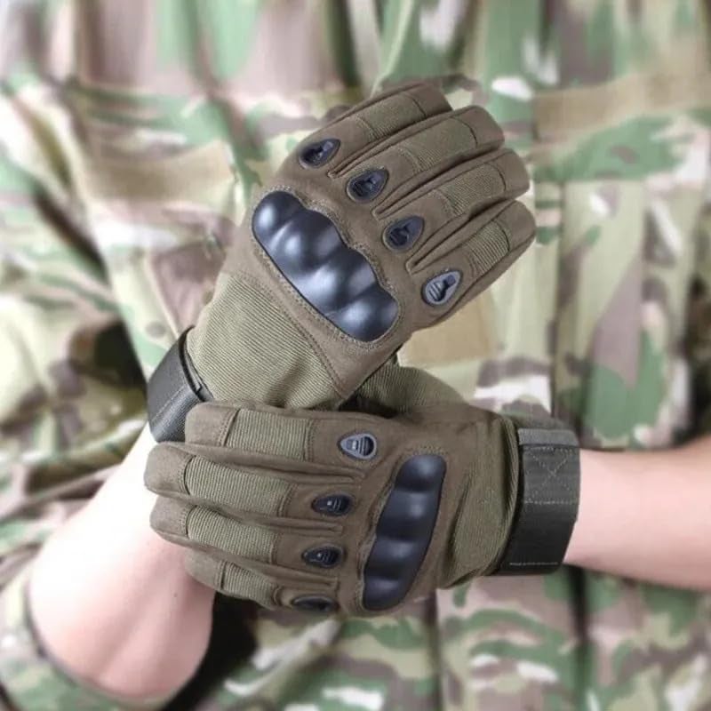 ketmart Nylon Tactical Full Finger Gloves for Sports, Hard Knuckle,Hiking,Cyclling,Travelling,Camping,Outdoor,Boxing, Motorcycle Riding and Winter use Arm Shooting Gym Glove (Color-Green) - Image 3