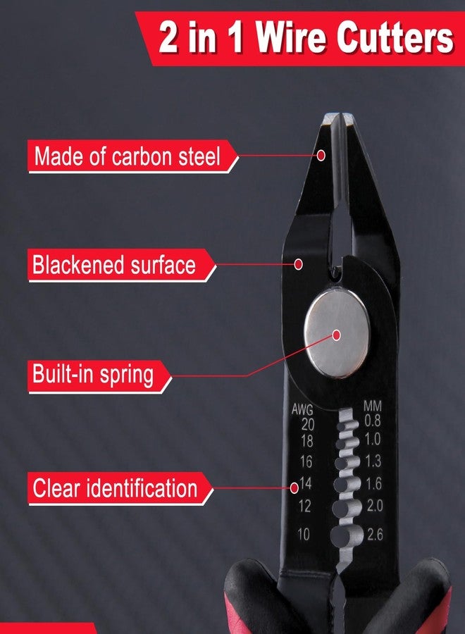 LEONTOOL قواطع أسلاك 6 بوصات كماشة مسطحة مع تجريد إضافي، أداة تجريد أسلاك 10-20 AWG قواطع قطرية كماشة قطع جانبية مع قفل أمان للإلكترونيات والمجوهرات والطباعة ثلاثية الأبعاد والحرف اليدوية - Image 5