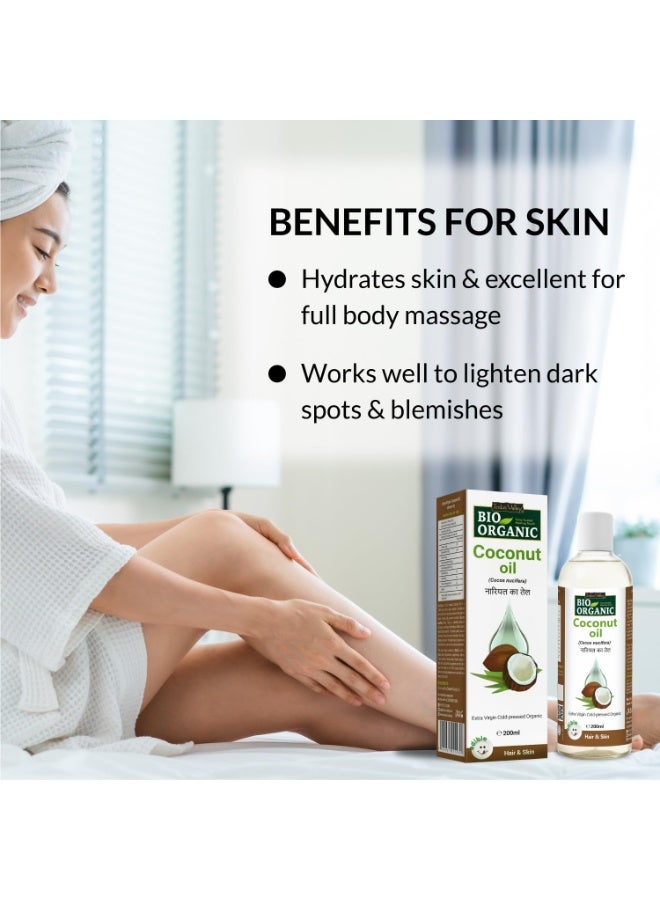 INDUS VALLEY Bio Organic Extra Virgin Organic Cold Pressed Coconut Oil for Hair and Skin Care Pure Oil Extracted from Freshly Dried Coconuts (200ml) - Image 5