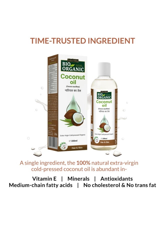 INDUS VALLEY Bio Organic Extra Virgin Organic Cold Pressed Coconut Oil for Hair and Skin Care Pure Oil Extracted from Freshly Dried Coconuts (200ml) - Image 3