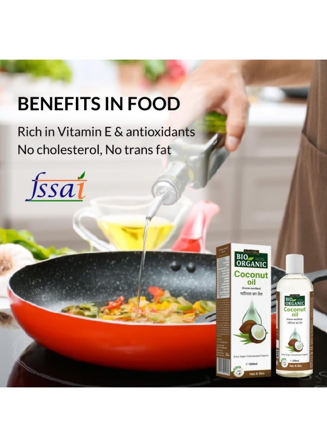 INDUS VALLEY Bio Organic Extra Virgin Organic Cold Pressed Coconut Oil for Hair and Skin Care Pure Oil Extracted from Freshly Dried Coconuts (200ml) - Image 4