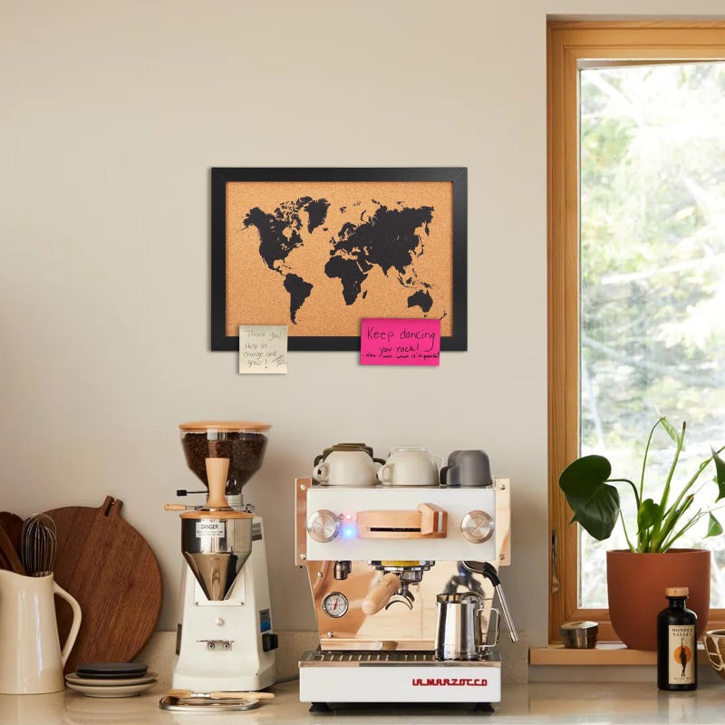 YCCYYCCY Cork Board Map of World, 14" X 11" Bulletin Boards for Walls with 10 Pins, Travel Tracker Map for Office, School and Home (WD-MAP-2636) - Image 3