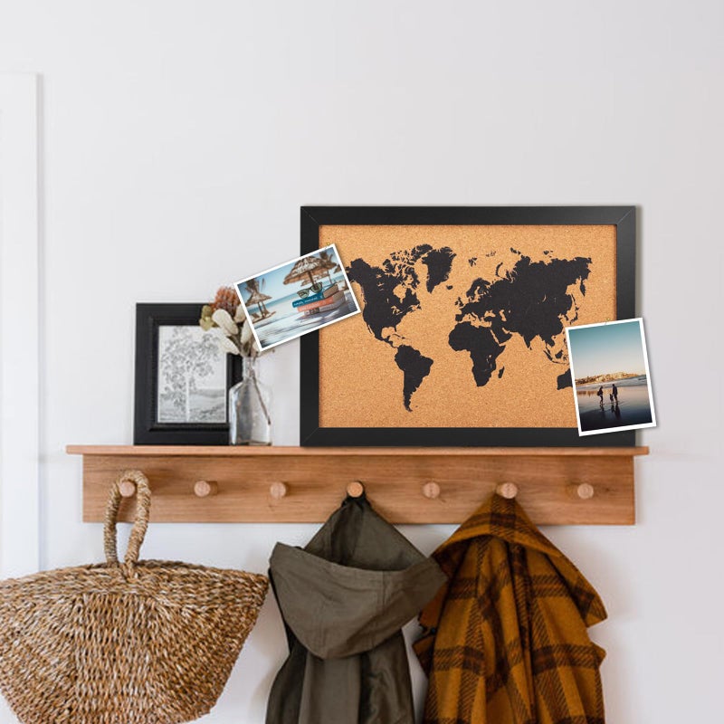 YCCYYCCY Cork Board Map of World, 14" X 11" Bulletin Boards for Walls with 10 Pins, Travel Tracker Map for Office, School and Home (WD-MAP-2636) - Image 4