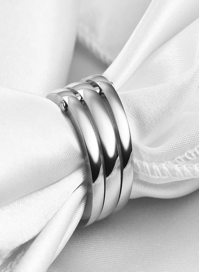 VQYSKO Triple Interlocked Rolling Ring for Women-Stainless Steel Stacking Rose gold Minimalist Promise Ring for Love/Engagement/Wedding, Size 4-12 (01 Silver, 8) - Image 5