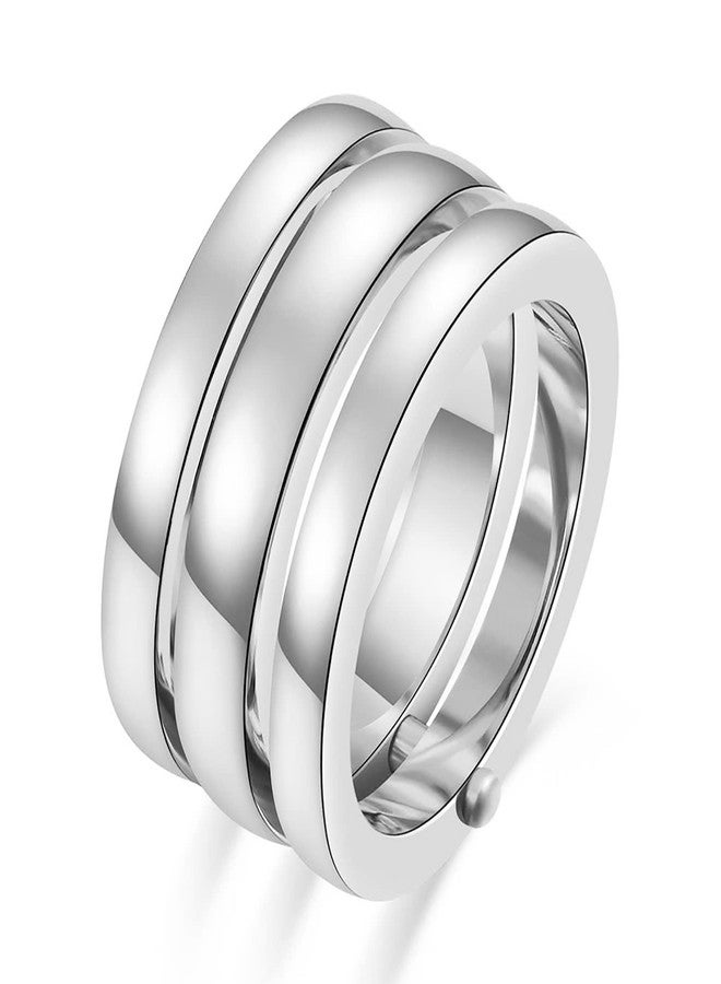 VQYSKO Triple Interlocked Rolling Ring for Women-Stainless Steel Stacking Rose gold Minimalist Promise Ring for Love/Engagement/Wedding, Size 4-12 (01 Silver, 8) - Image 1