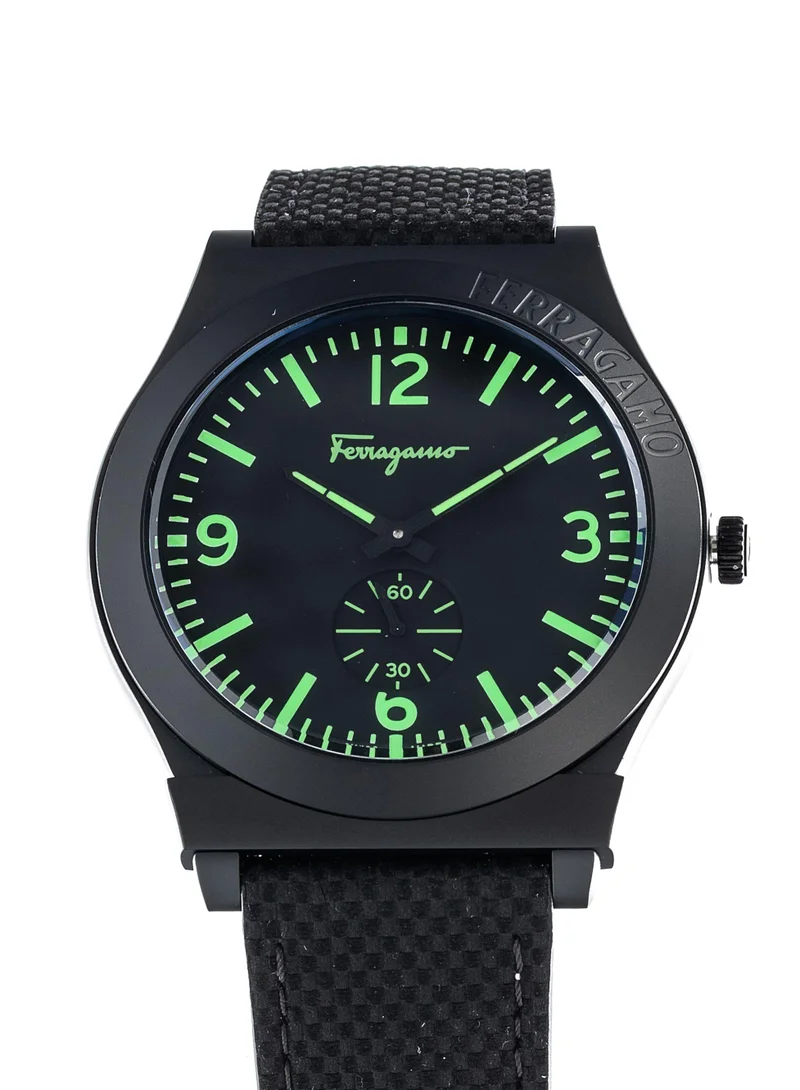 فيراغامو ساعة غانشيني كوارتز بقرص أسود