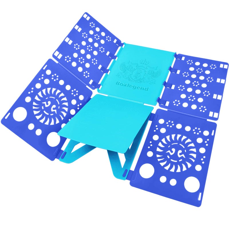 BoxLegend Version 3 Shirt Folding Board t Shirts Clothes Folder Durable Plastic Laundry folders Folding Boards Helper Tool for Adults and Children (Blue & Turquoise) - Image 1
