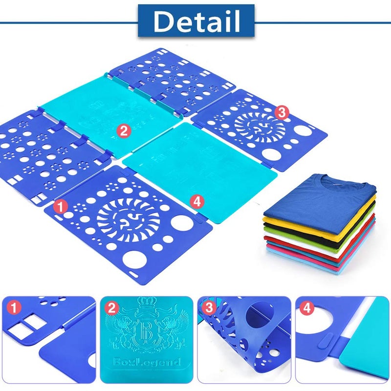 BoxLegend Version 3 Shirt Folding Board t Shirts Clothes Folder Durable Plastic Laundry folders Folding Boards Helper Tool for Adults and Children (Blue & Turquoise) - Image 4