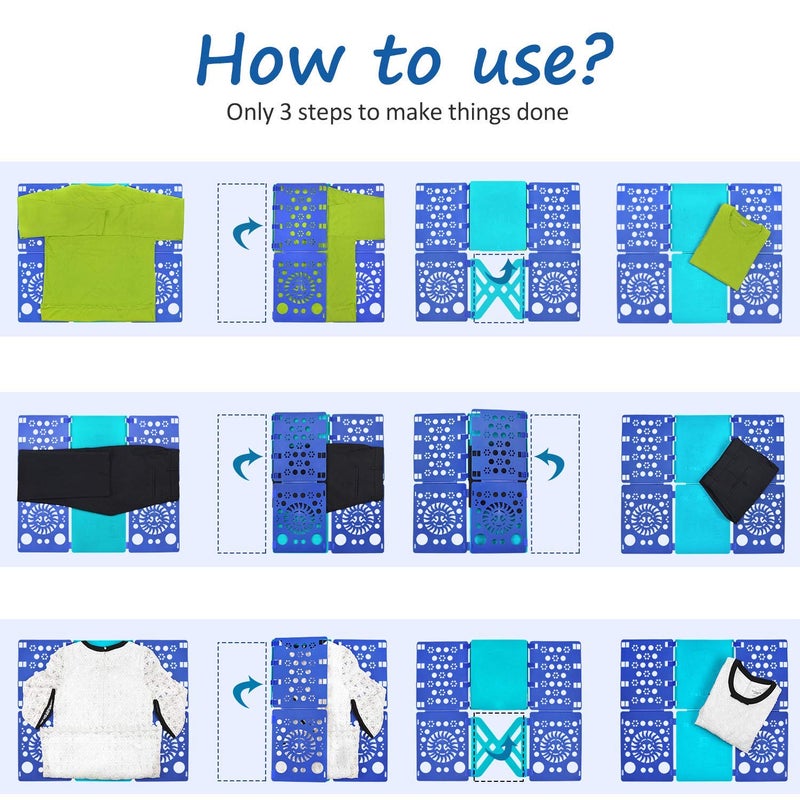 BoxLegend Version 3 Shirt Folding Board t Shirts Clothes Folder Durable Plastic Laundry folders Folding Boards Helper Tool for Adults and Children (Blue & Turquoise) - Image 3