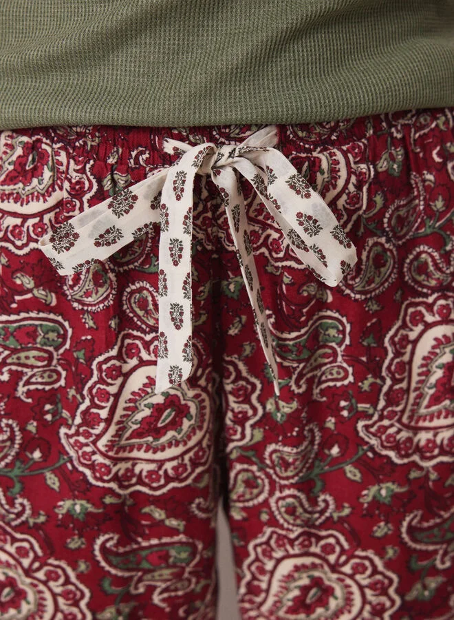 women'secret Red Cotton Paisley Pyjamas Pants
