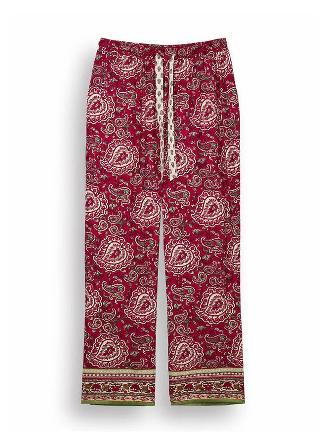 women'secret Red Cotton Paisley Pyjamas Pants