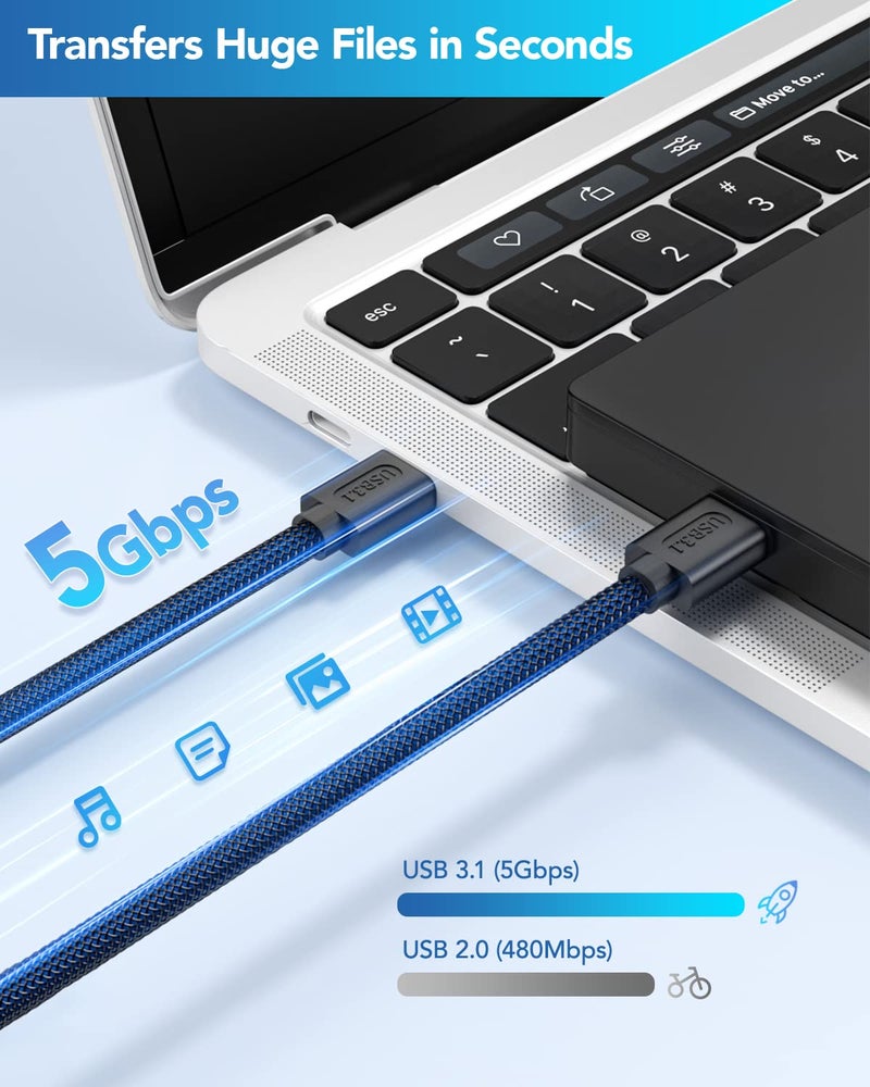 اند توبو كابل USB 3.0 من ذكر إلى ذكر (نوع A) بطول 1.65 قدم، كابل USB 3.0 مزدوج الطرفين متوافق مع أغلفة القرص الصلب ومشغل DVD ومبرد الكمبيوتر المحمول - أزرق - Image 2