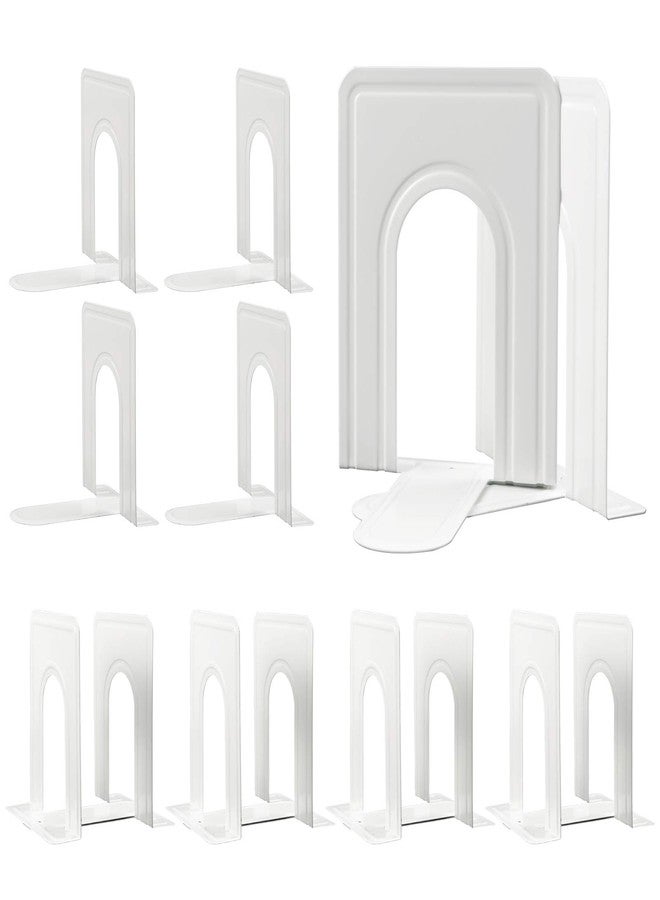 HappyHapi Book Ends, Non-Skid Metal Bookend Supports for Shelves, Heavy Duty Book End, Office Book Stopper, 6 x 5 x 6 Inches, 14 Pieces / 7 Pairs (White) - Image 1