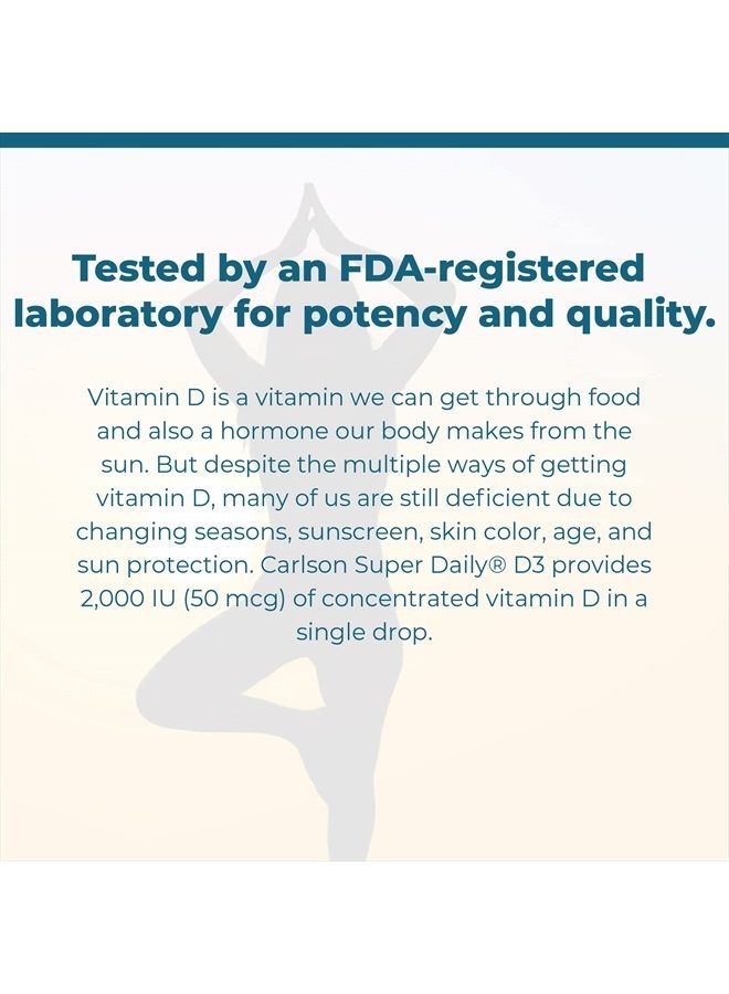 Carlson Super Daily D3 2000 IU (50 mcg) per Drop, Vitamin D Drops, Liquid Vitamin D3, 1-Year Supply, Unflavored, 365 Drops (10.3 mL)  - Image 5