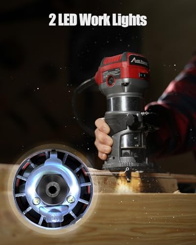 AVID POWER 6.5 Amp 1.25 HP Compact Router Tools for Woodworking, Fixed Base Wood Router with Trim Router Bits, 6 Variable Speeds, Edge Guide, Roller Guide, Dust Hood (Red, 65mm) - Image 4