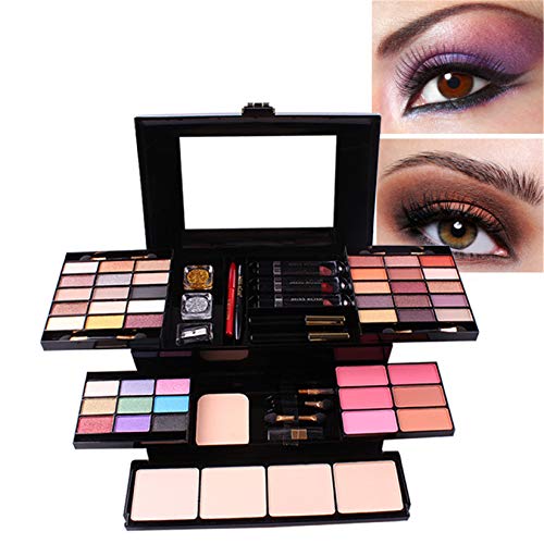 FantasyDay 54 Colors All in one Makeup Gift Set Holiday Birthday Beauty Cosmetic Essential Starter Bundle Include 39 Eyeshadow Palette, 6 Blush, 6 Sponge Stick, 4 Compact Powder, 3 Lipstick, Eyeliner - Image 3