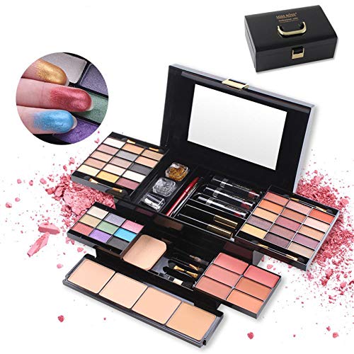 FantasyDay 54 Colors All in one Makeup Gift Set Holiday Birthday Beauty Cosmetic Essential Starter Bundle Include 39 Eyeshadow Palette, 6 Blush, 6 Sponge Stick, 4 Compact Powder, 3 Lipstick, Eyeliner - Image 2