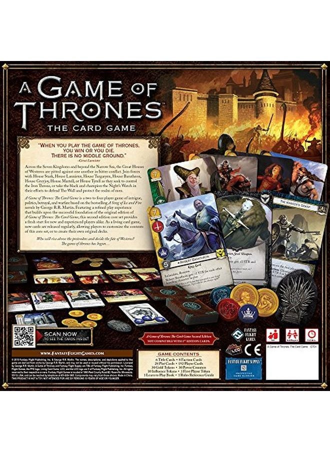 Fantasy Flight Games مجموعة أساسية من لعبة الورق A Game Of Thrones، الإصدار الثاني؛ لعبة معركة ملحمية؛ لعبة إستراتيجية للبالغين والمراهقين؛ للأعمار من 14 عامًا فأكثر؛ 24 لاعبًا؛ متوسط وقت اللعب 12 ساعة؛ من صنع  - Image 2