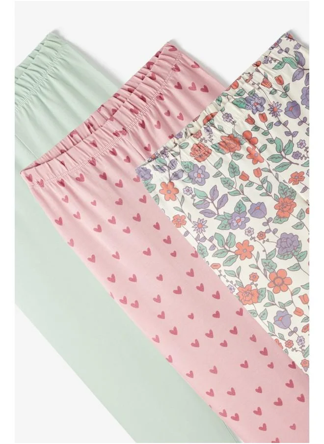 JUNE June Girls 3-Pack Tight Ecru - Pink - Green