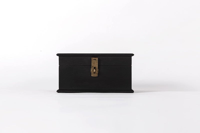 Contrast Living Jivam Wooden Square Decorative Hand Painted Jewellery Storage Antique Box Black 20x20x10 Cm - Image 2