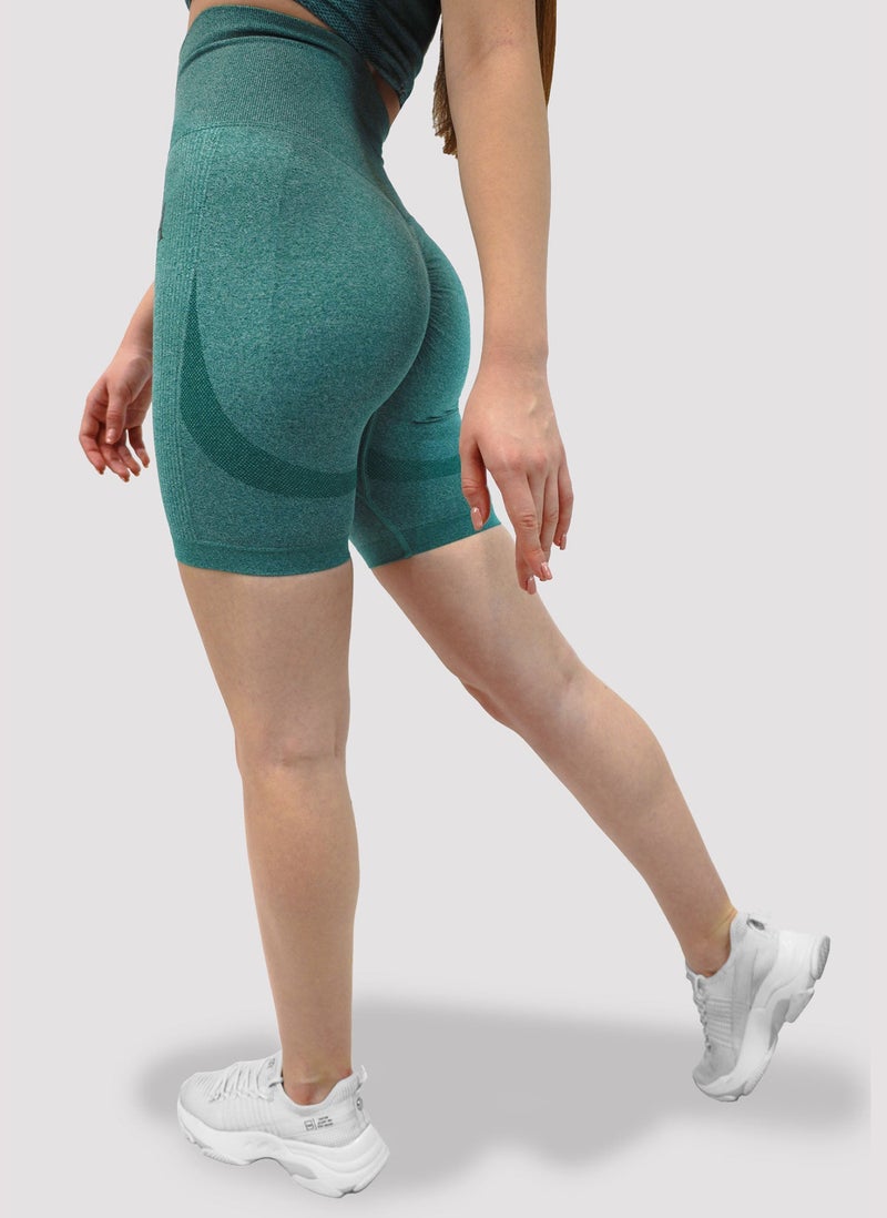 Kidwala Women's Midthigh Shorts, Smile Contour Short Activewear Workout Gym Yoga Outfit For Women (Small, Green) - Image 1