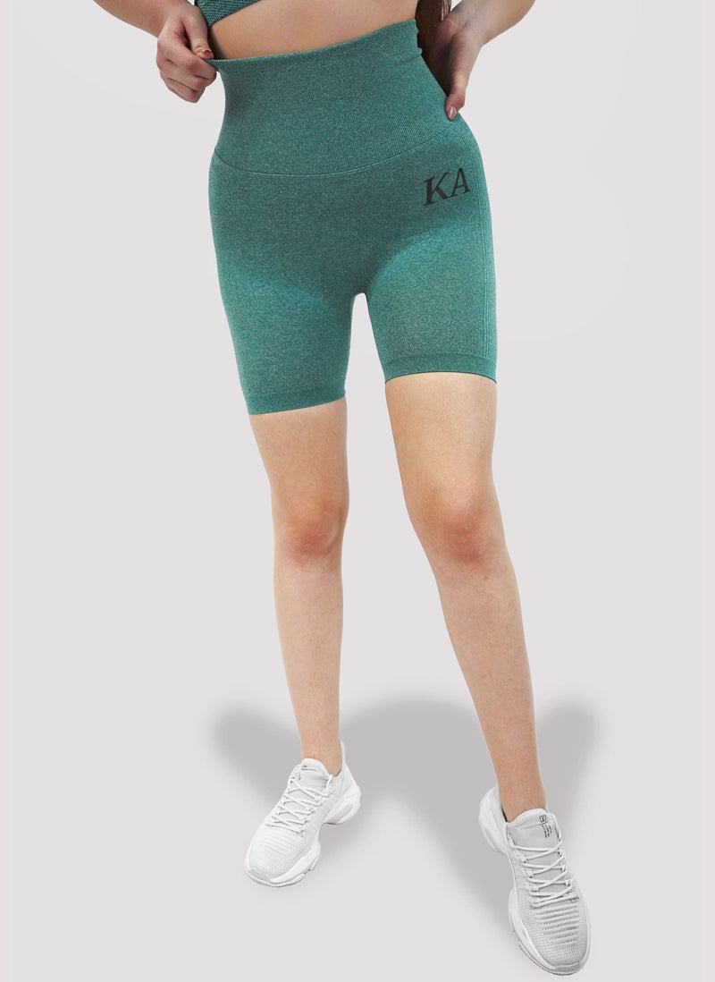 Kidwala Women's Midthigh Shorts, Smile Contour Short Activewear Workout Gym Yoga Outfit For Women (Small, Green) - Image 3