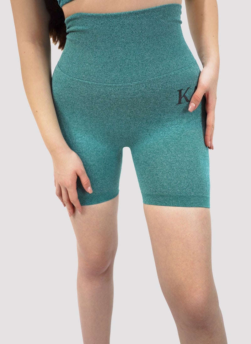 Kidwala Women's Midthigh Shorts, Smile Contour Short Activewear Workout Gym Yoga Outfit For Women (Small, Green) - Image 2