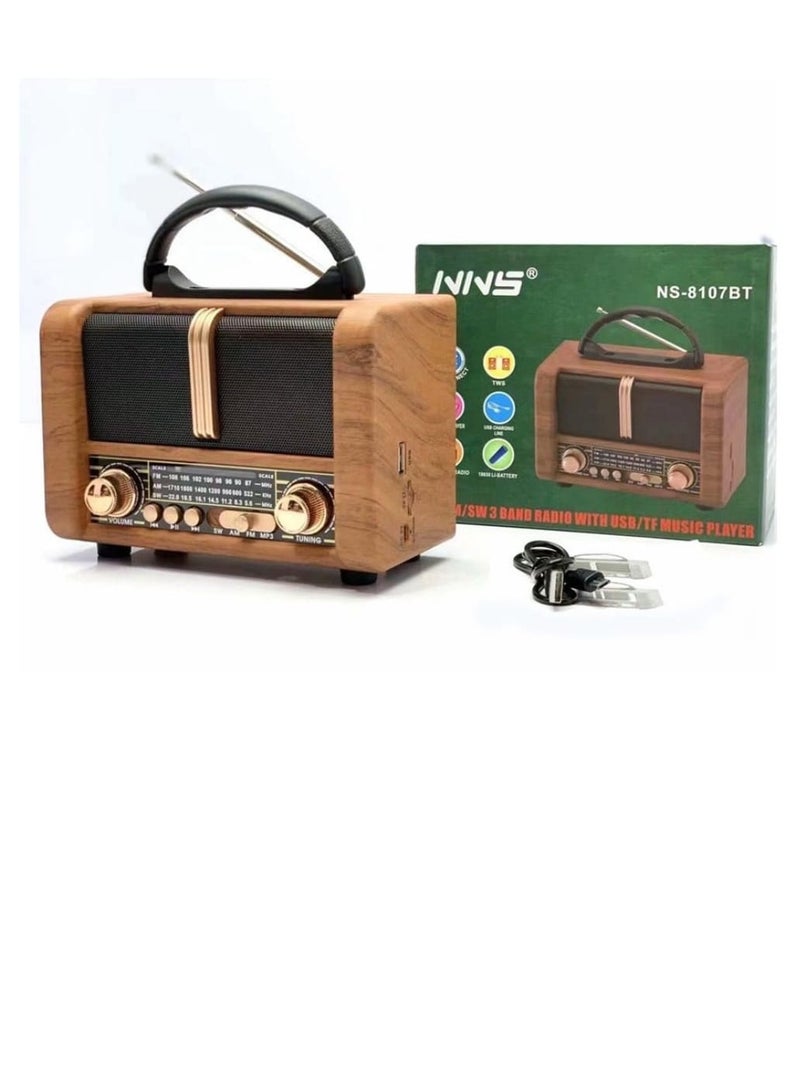 NNS Radio NS-8107BT Wireless Rechargeable Radio Fm Classsic Multicolour - Image 1