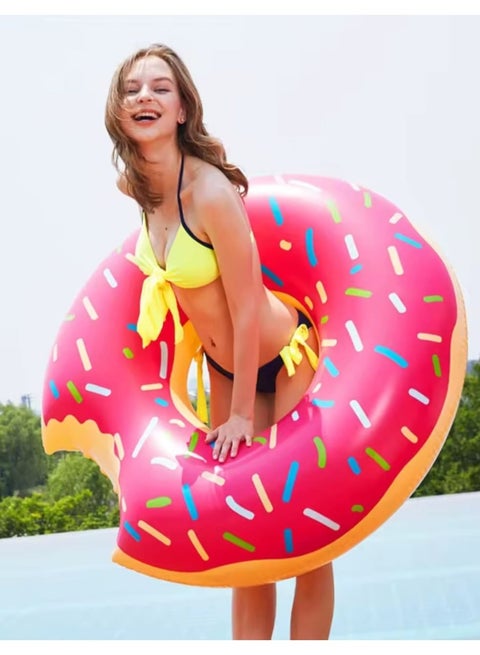 Inflatable Float Ring with Multi shapes – Swimming Tube for Adults & Kids, Perfect for Beach and Pool Parties (90cm Pink Donuts)