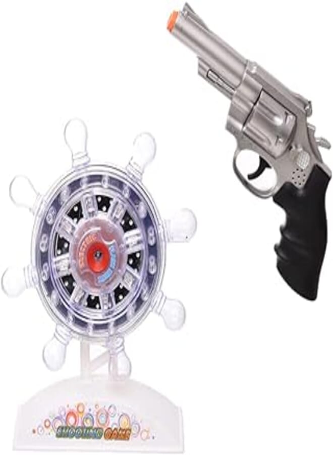 Plastic Ship Rudder Shoot Gun With Light And Music Effect Wheel For Kids Set O 2 Pieces - Multi Color