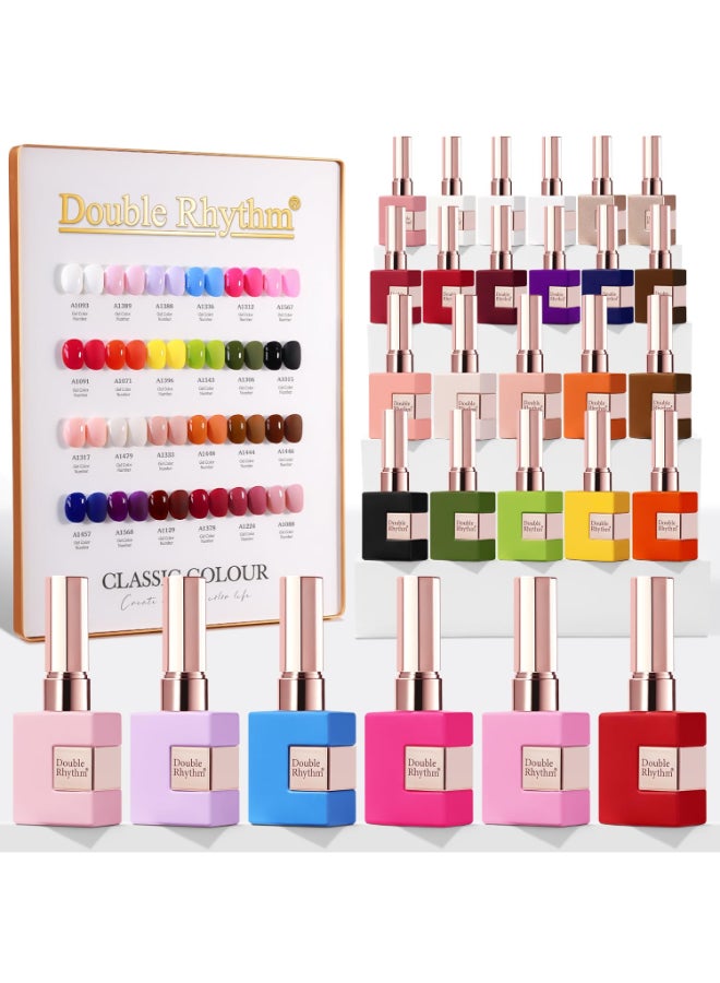 Double Rhythm 28Pcs 05Oz Gel Nail Polish Set Same Color Same Bottle Soak Off Gel Polish Kit Nail Art Manicure Salon DIY at Home for Women Red Pink CollectionT244 - Image 2