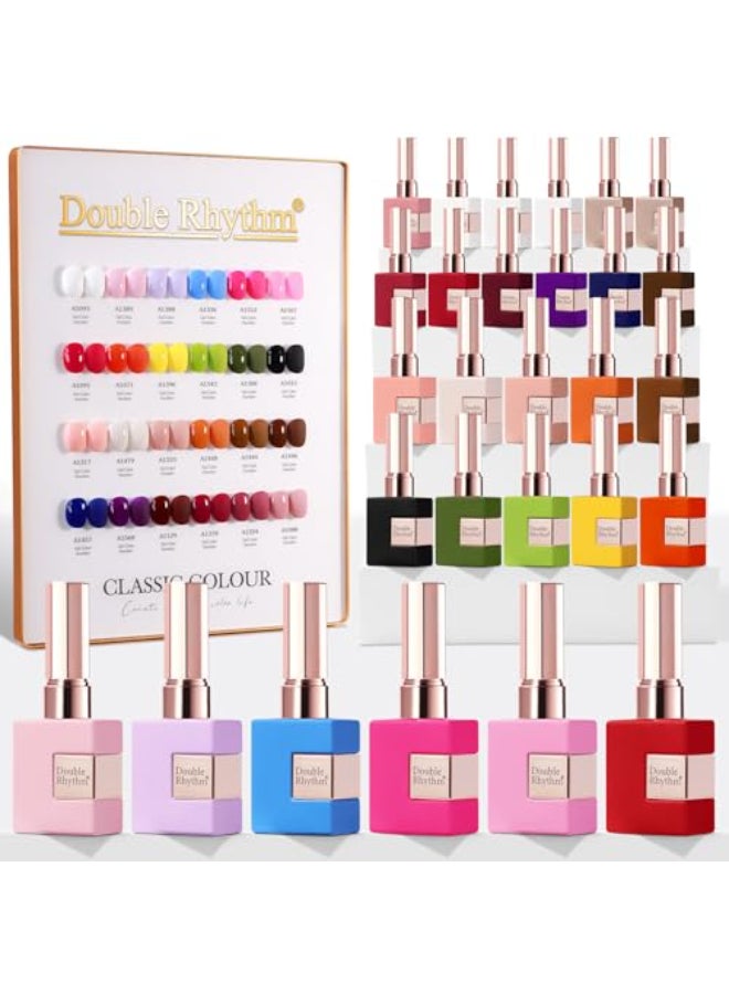 Double Rhythm 28Pcs 05Oz Gel Nail Polish Set Same Color Same Bottle Soak Off Gel Polish Kit Nail Art Manicure Salon DIY at Home for Women Red Pink CollectionT244 - Image 1