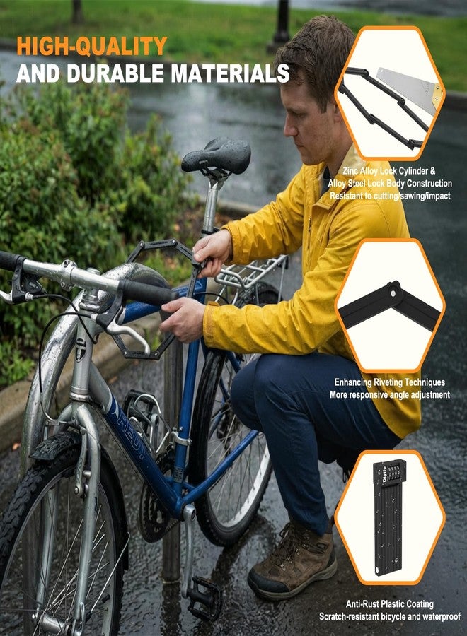 Diyife Folding Bike Lock, [4ft/120cm] Heavy Duty 4-Digit Combination Bicycle Lock, 360° Rotation Waterproof Anti-Theft Alloy Steel Foldable Lock with Bracket for Ebike Scooter Motorcycle - Image 4