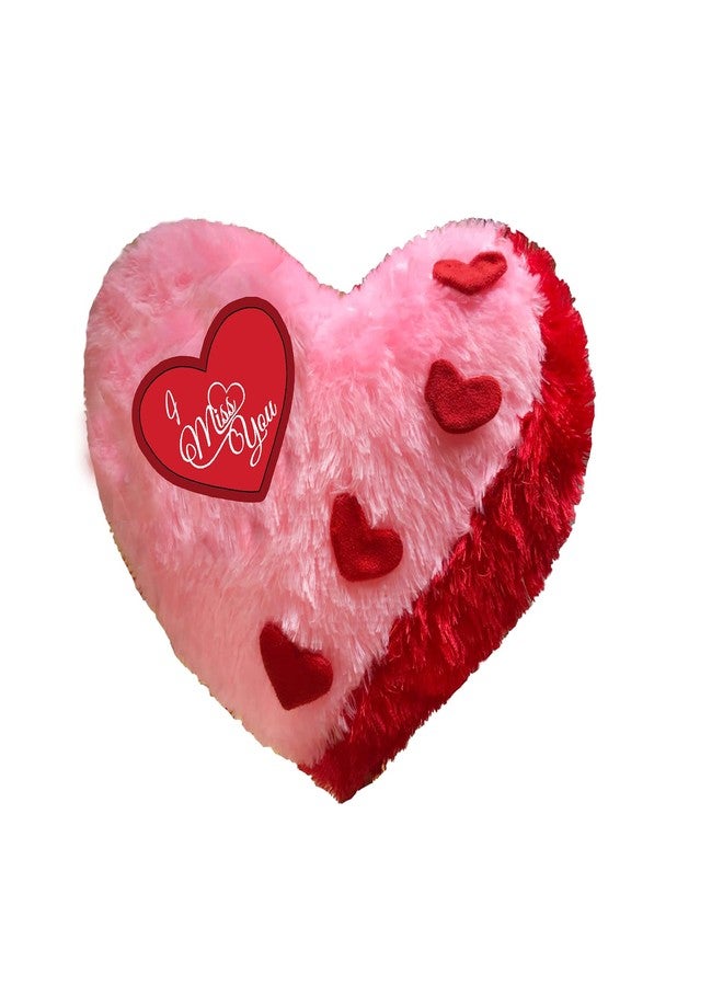 PICKKART I Miss You Soft Heart Pillow Gift for Friend/Girlfriend/Boyfriend/Long Distance Relationship - Size (37 cm X 37 Cm) (Pink)