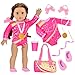 UNICORN ELEMENT 18 Inch Doll Gymnastics Clothes Set Accessories for 18 Inch Dolls Total 8 Pcs Star Shaped Pattern Leotard Gym Bag Headband Gift for Girls No Dolls - Image 2