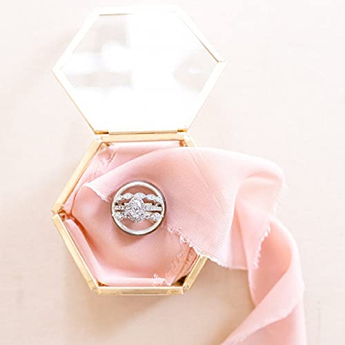 ARTINCO Small Glass Jewelry Box, Hexagonal Ring Box, Display Box 3.5x3x2, Gold - Image 5